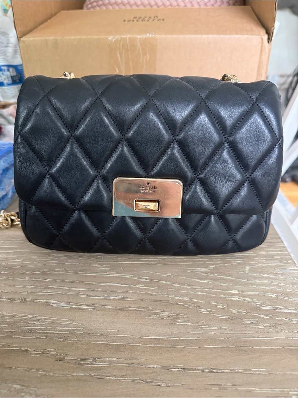kate spade Black Quilted Covertible Bag with Gold Hardware